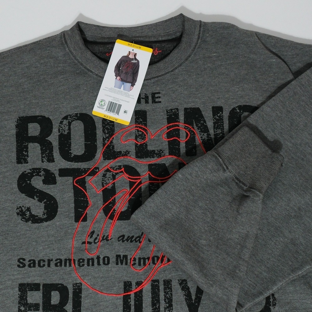THE ROLLING STONES  Graphic Sweatshirt Womens Size Medium Gray NWT
